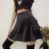 InstaHot Black Pockets High Waist Skirts Strap Zipper Pleated Skirt Women Gothic Punk Streetwear Casual Cargo Skirt Fashion