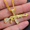 Cool Gothic Gun Shape Pendant Rhinestone Army Style Male Necklace Men Necklaces Jewelry