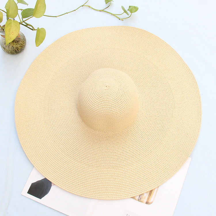 25CM Wide Brim Oversized Beach Hats For Women Large Straw Hat UV Protection