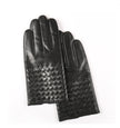 Leather Gloves Winter Men'S Goatskin Hand-Woven Gloves Plus Velvet Thickened Warm And Cold Driving Gift Gloves