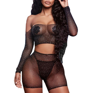 Underwear Rhinestone Women Shorts Mesh Porno