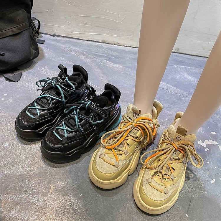 Women Platform Vulcanized Shoes Lace-up Fashion Sports Casual