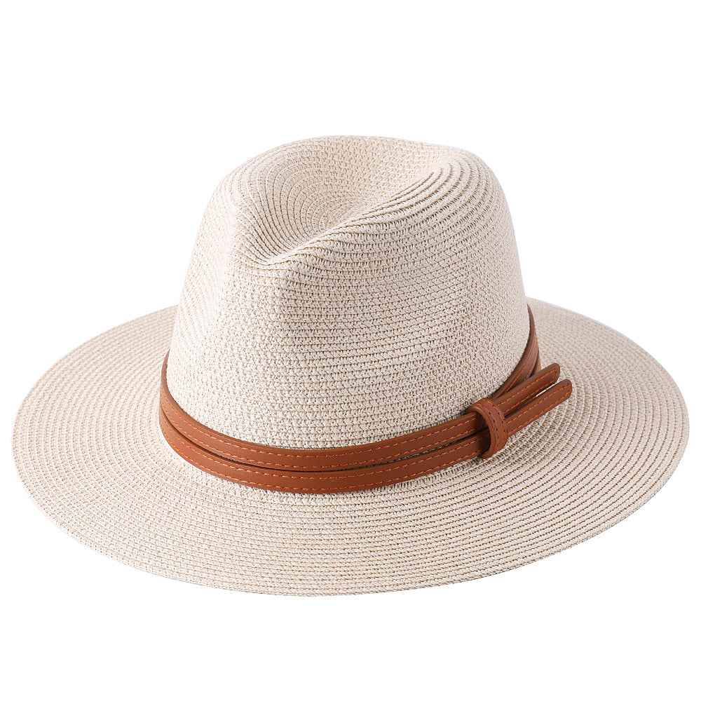 Soft Shaped Straw Hat Women Men Wide Brim Sun  UV Protection Fedora Hat