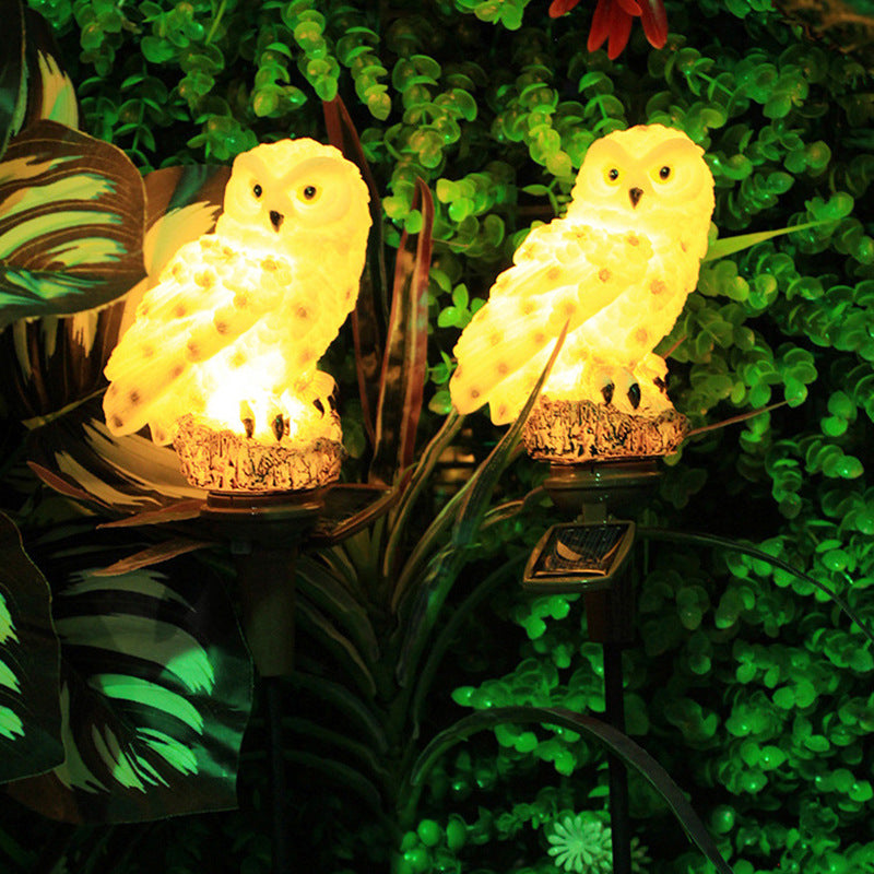 Outdoor Garden LED Solar Owl Ground Plug Light