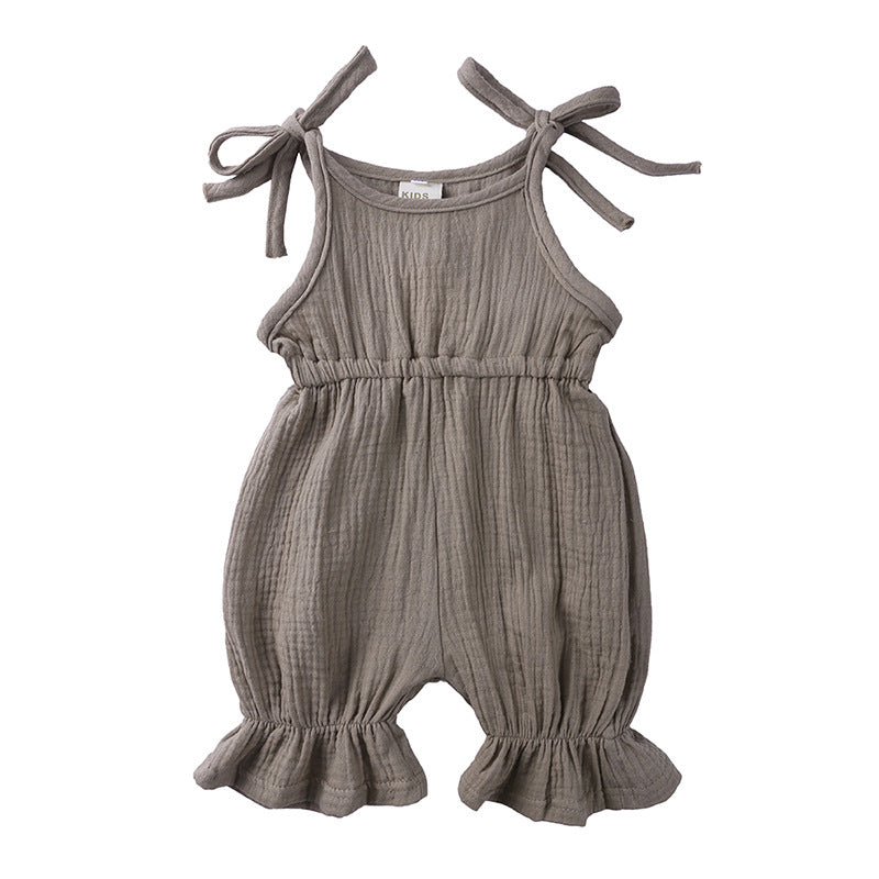 Toddler Baby Girls Sleeveless Solid Romper Jumpsuit Outfit