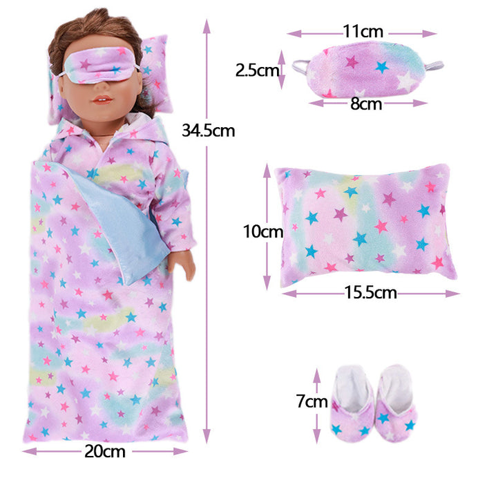 Set Sleeping Bag Pajamas Pillow Eye Mask Shoes