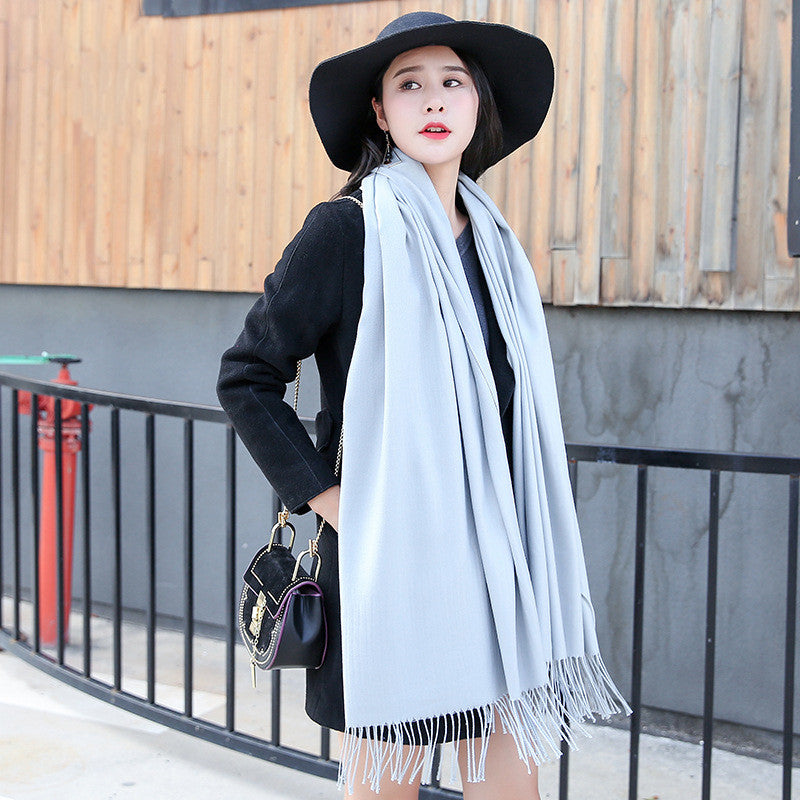 Scarf Women Autumn And Winter Tassels Thick Wild Long Style Korean Warm Shawl