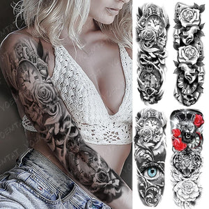 Full Arm Waterproof Tattoo Stickers New Big Picture Men's Arm Tattoo