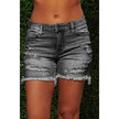 New Style Ripped Fringed High Stretch Denim Shorts Women