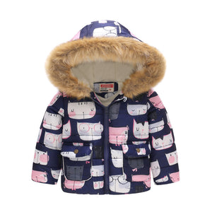 Printed hooded padded children's coat