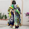 Women Robe Print Maxi Dress African Clothes Long Sleeve Big Swing Party Dress Beach