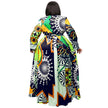 Women Robe Print Maxi Dress African Clothes Long Sleeve Big Swing Party Dress Beach