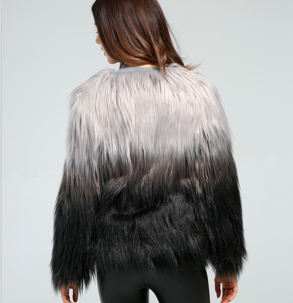 New Autumn And Winter Ladies Imitation Fur Coat Long Sleeves