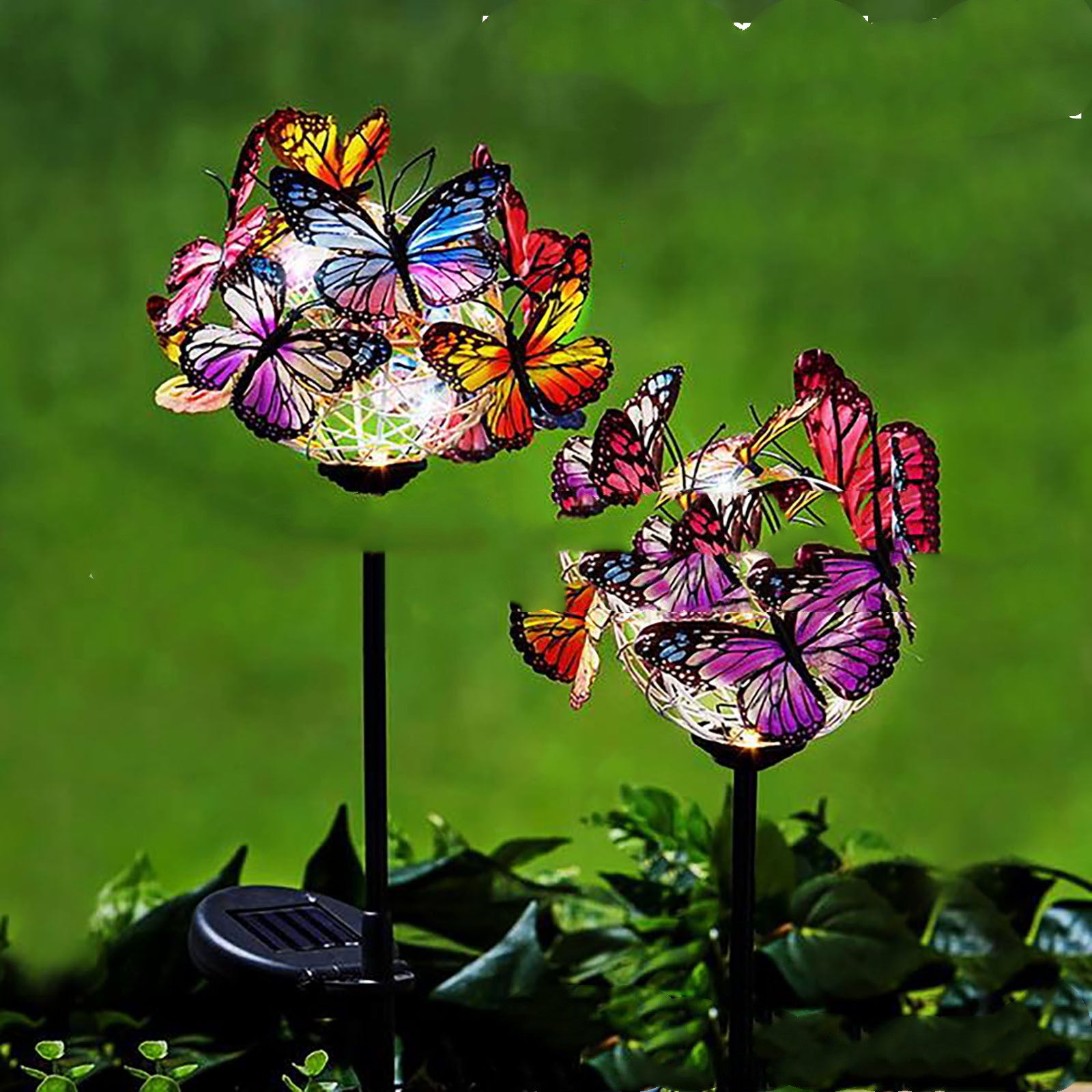 LED Solar Light Luminous Butterfly Ball Waterproof Outdoor Garden Lawn Stakes Lamps Yard Art For Home Courtyard Decoration