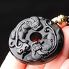 Obsidian Wholesale Natural Obsidian Double Pixiu Pendant Safe Buckle Men And Women Necklace Jewelry