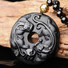 Obsidian Wholesale Natural Obsidian Double Pixiu Pendant Safe Buckle Men And Women Necklace Jewelry