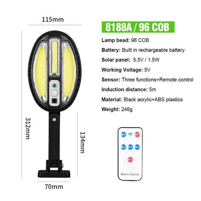 Cross-border New Solar Human Body Sensor Light Street Light Wall Light Garden Sensor Wall Light With Remote Control Outdoor Security Light