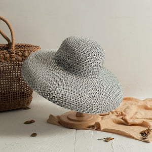 Retro Round Top Big Straw Hat Ladies Sun Hats Travel