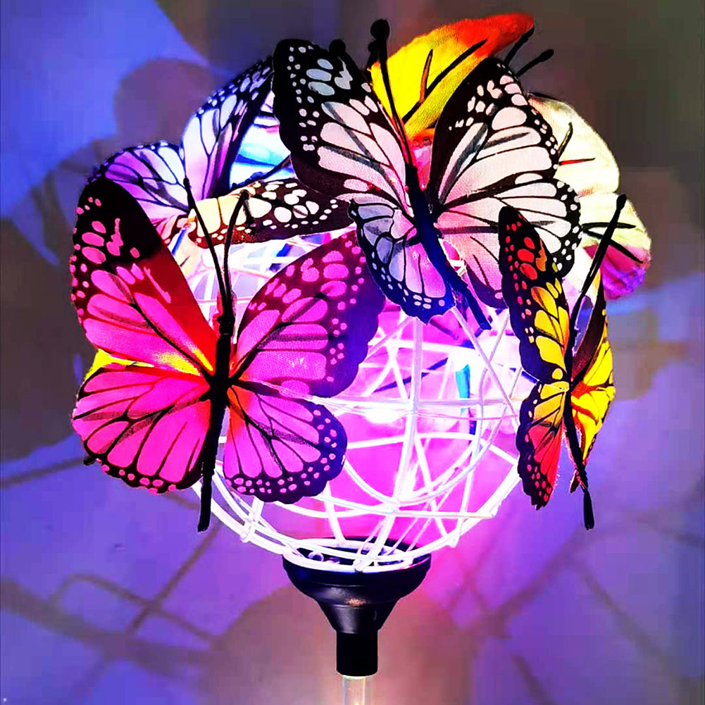 LED Solar Light Luminous Butterfly Ball Waterproof Outdoor Garden Lawn Stakes Lamps Yard Art For Home Courtyard Decoration