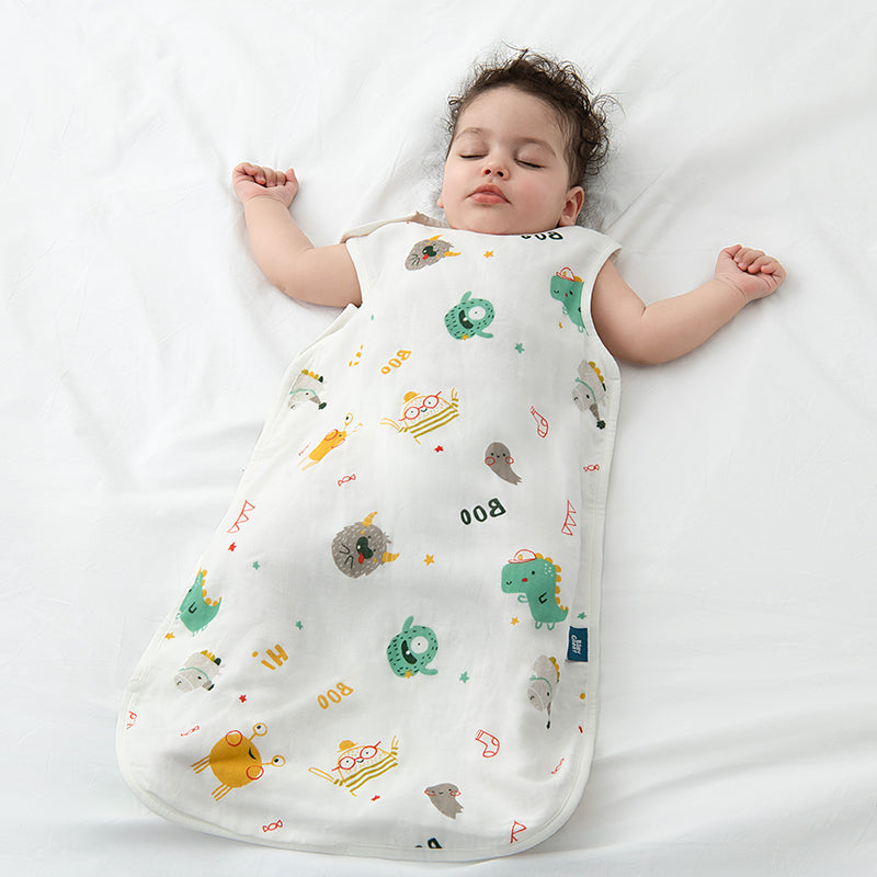 Summer Thin Short-Sleeved Children's Bamboo Cotton Gauze Anti-Kick And Baby Sleeping Bag