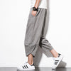 Linen Pants Summer Men's Cropped Shorts Youth Wide