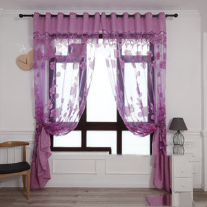 Modern and simple flower blooming rich and honorable big peony jacquard burnt-out window screen curtain