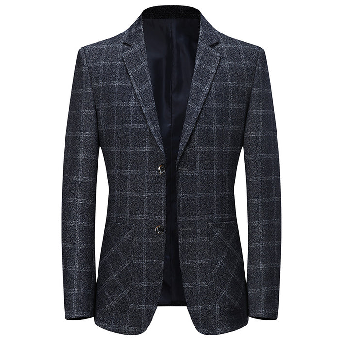 Casual Suit Men's Spring And Autumn New Middle-Aged Men's Business Plaid Small Suit