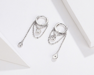 Rebellious personality long s925 sterling silver earrings women plated platinum anti-allergic silver earrings