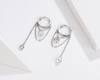 Rebellious personality long s925 sterling silver earrings women plated platinum anti-allergic silver earrings