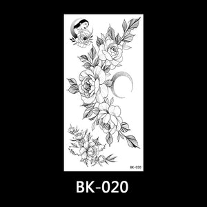 Black and white sketch flower tattoo stickers