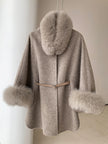 Women's Fashion Double-sided Cashmere Fur Collar Cape And Shawl Coat