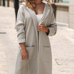 Women's Texture Loose Hooded Mid-length Trench Coat