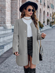 Thick Solid Color Round Neck Single-breasted Long Sleeve Coat