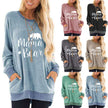 Letter Printing Round Neck Contrast Color Pocket Sweatshirt