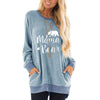 Letter Printing Round Neck Contrast Color Pocket Sweatshirt