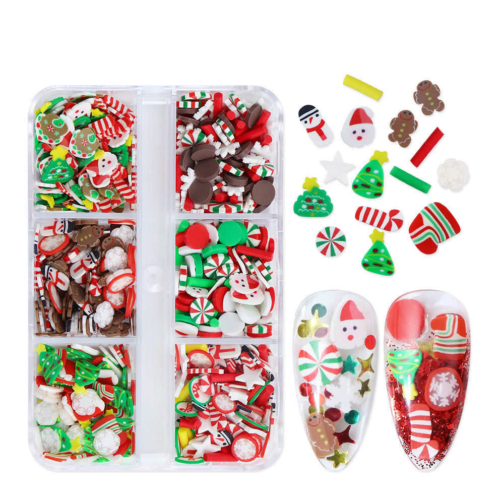 Christmas 6-grid Boxed Cartoon Soft Pottery Suit Decorative Materials