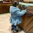 Girls' Personalized Hooded Imitation Fur Rabbit Fur Thickened Warm Coat