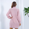 Long Sweater Dress With Button Design Leisure Clinch Long Sleeve Base Sweater Women