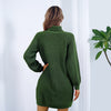 Long Sweater Dress With Button Design Leisure Clinch Long Sleeve Base Sweater Women