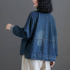 Denim Coat Women's Daily Top Vintage Thread Stand Collar Baseball Uniform Jacket