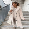 Long Sleeve Lapel Coat Lamb Wool Large Coat Women