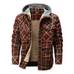 Men Warm Jacket Fleece Lining Lumberjack Plaid Hooded Jackets Snap Button