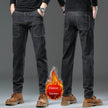 All-matching Casual Autumn And Winter Thick Fleece-lined Denim Pants Men