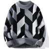 Round Neck Sweater Autumn And Winter Cool Contrast Color Sweater