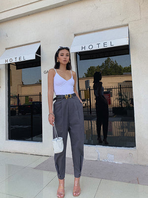 Women's beamed f high waist slim overalls