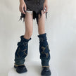 Hot Girl Design Denim Washed Horn Leg Warmer Foot Sock Slimming