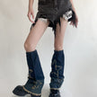 Hot Girl Design Denim Washed Horn Leg Warmer Foot Sock Slimming