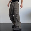 Retro Hip Hop Pu Shuai Japanese Straight Casual Multi-pocket Cargo Pants Men