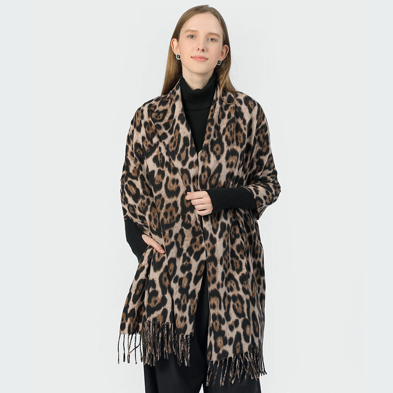 Leopard Print Scarf Women's All-matching Comfortable Cashmere-like Shawl