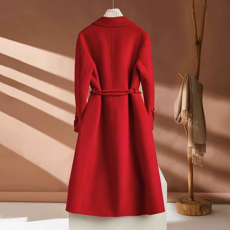 Alpscommerce New Long Suit Collar Cashmere Coat For Women